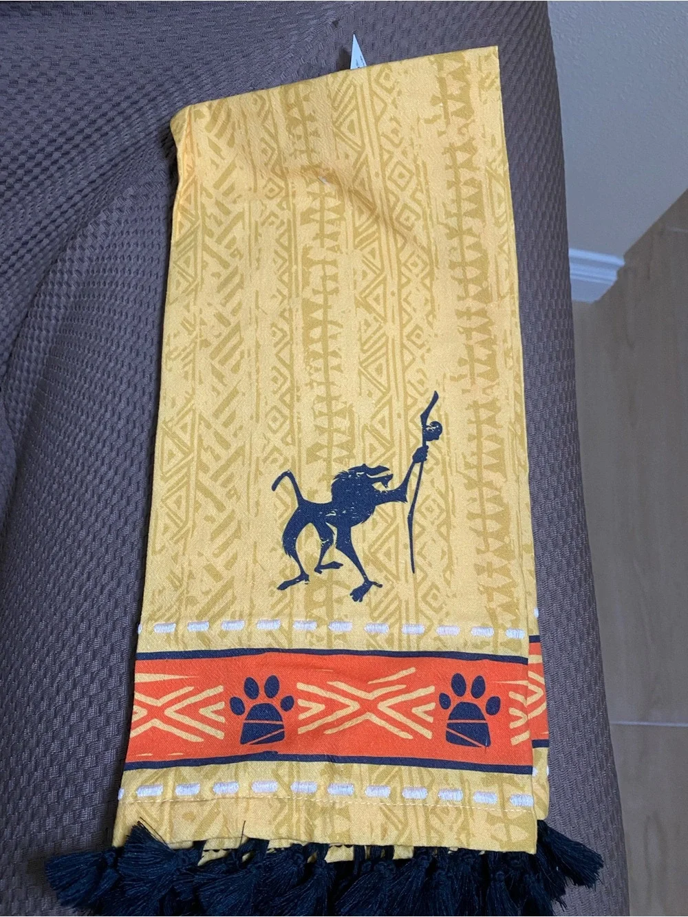 Disney Parks Lion King Simba Rafiki Kitchen Towel Tassels Yellow Orange Black